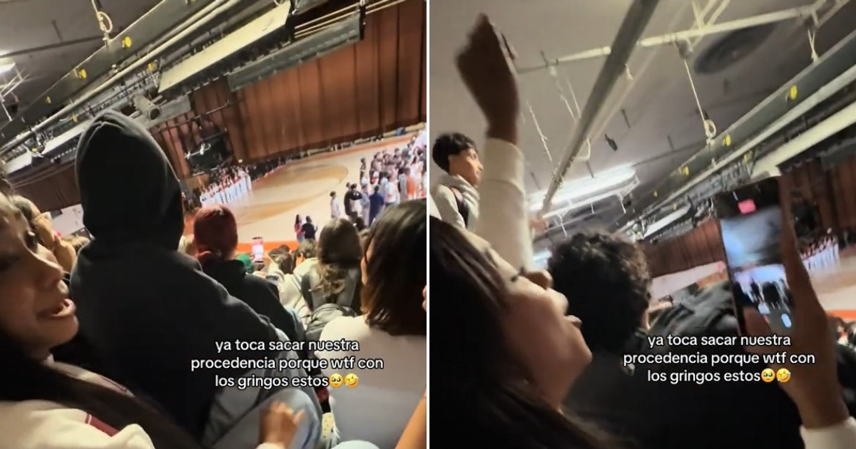 Cuban youth turn a school in Miami into a party as they sing “Dichavate” by Ya Ice Dilan at the top of their lungs