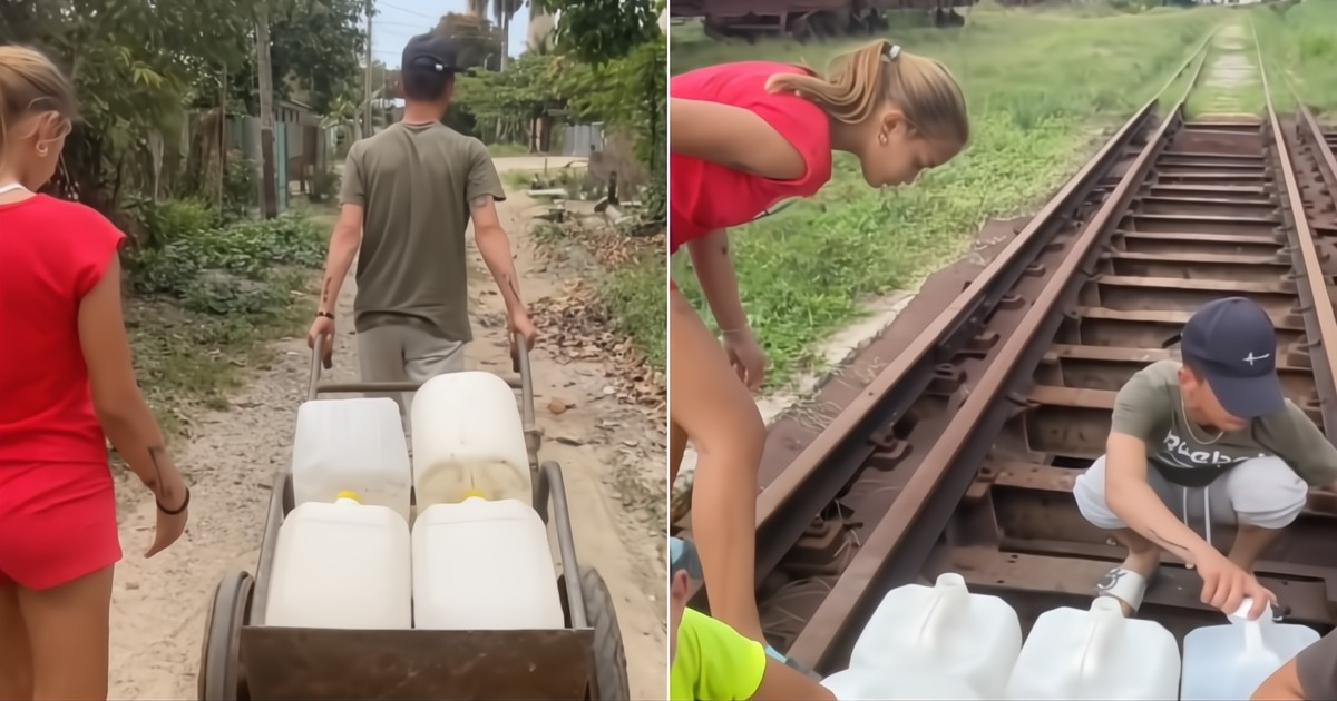 Incredible but true! This is how Cubans search for water in an abandoned sugar mill to be able to bathe