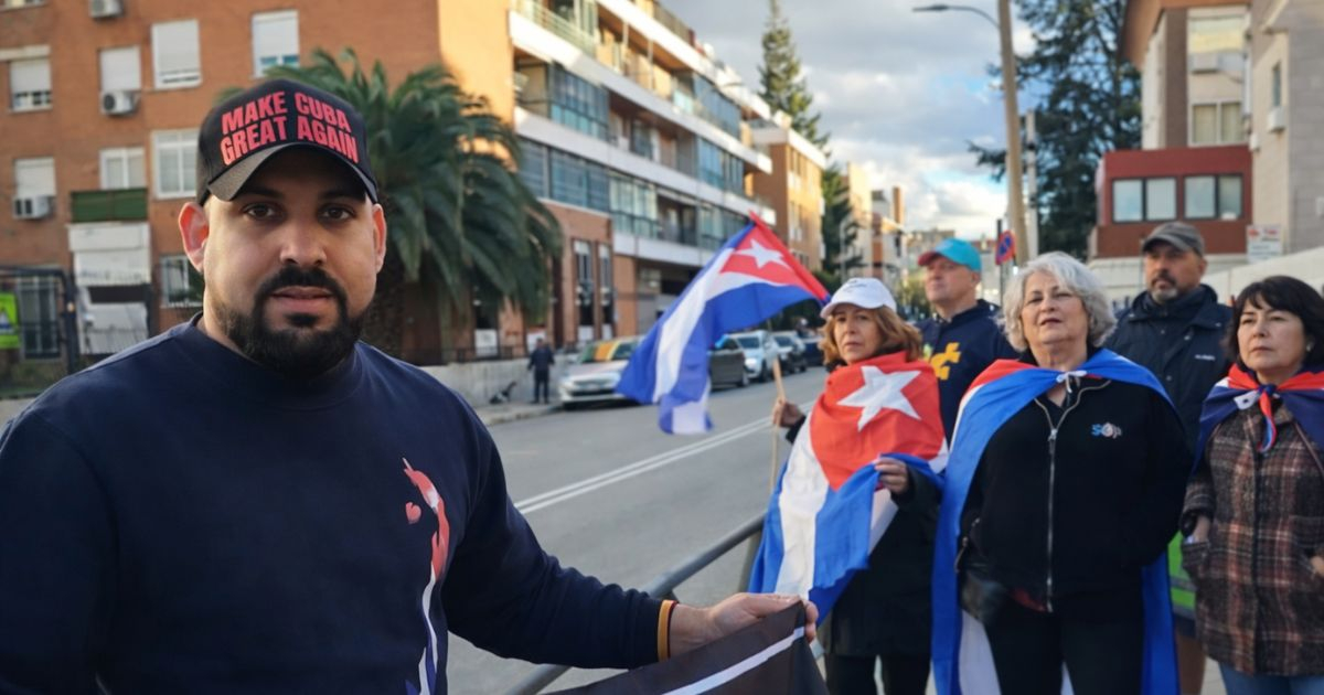 Protest in Madrid in support of the Cuban people following the unrest in Morón