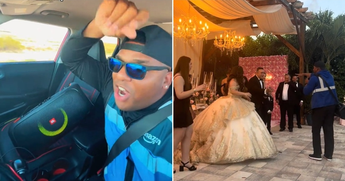 Cuban Amazon delivery driver steals the show with "Bota Compota" at a 15th birthday party: "He won everyone's heart."