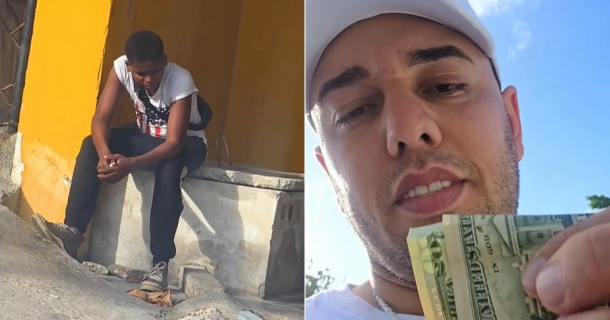Cuban singer Mawell helps a teenager who washes cars in Havana with $40