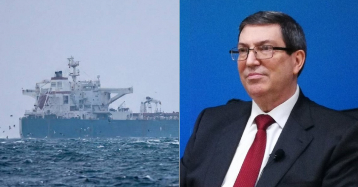 Bruno Rodríguez y buque incautado © US Navy y X / Cancillería de Cuba