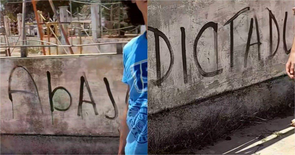 Graffiti Protesting "The Regime" Appears in Central Havana Park