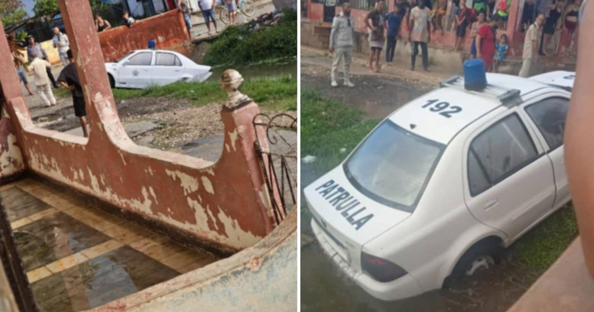 Police Car Ends Up in Ditch, Sparks Social Media Mockery in Batabanó