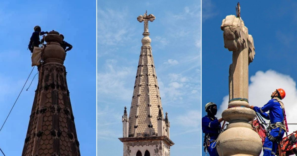 Cross Removed from Cárdenas Tower Due to Collapse Risk After Numerous Lightning Strikes