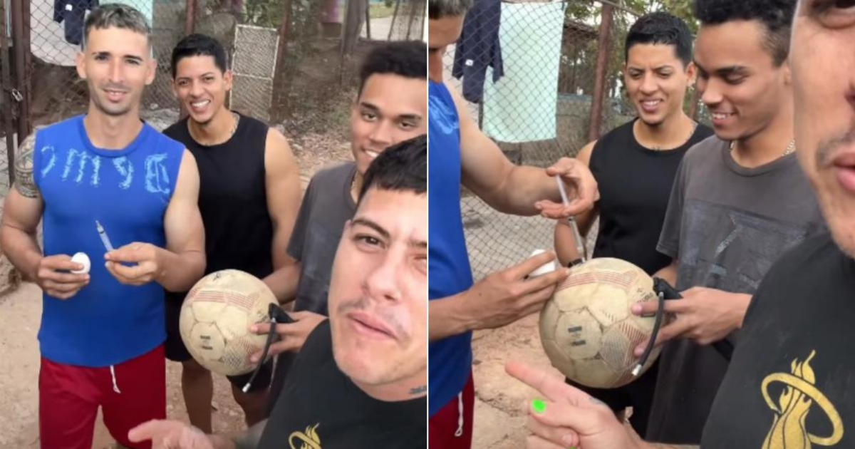Young Cubans Use Egg White to Repair Soccer Ball: "We're Performing Surgery"