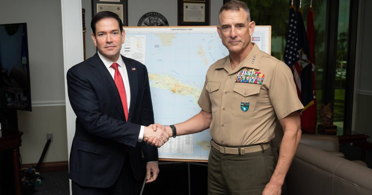 Marco Rubio's Symbolic Appearance with Cuba Map at Southern Command Meeting