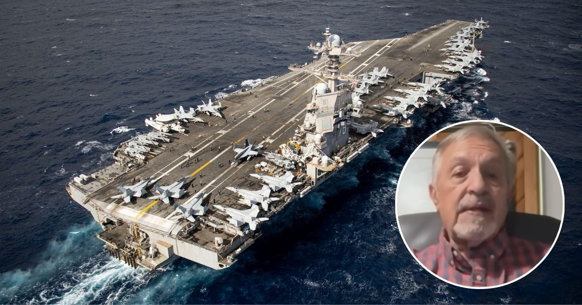 USS Gerald R. Ford y Eric Rojo, coronel en retiro del ejército de Estados Unidos y analista político. © Collage/Facebook/USS Gerald R. Ford - CVN 78﻿ y Captura de Video/NTN24.