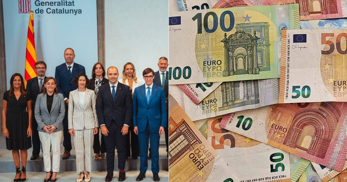 Gobierno de la Generalitat de Cataluña y euros. © Collage/Facebook/Generalitat de Catalunya y CiberCuba.