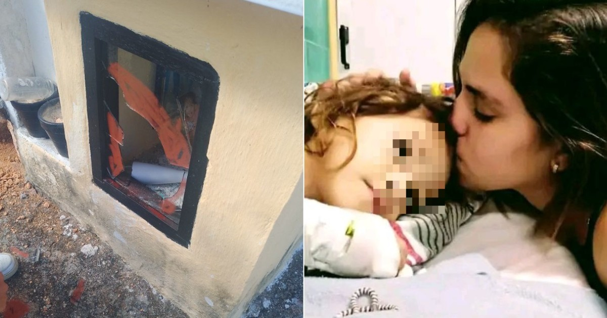 Tumba profanada y niña con su madre © Facebook / Laura Daikelin Rodriguez Pacin
