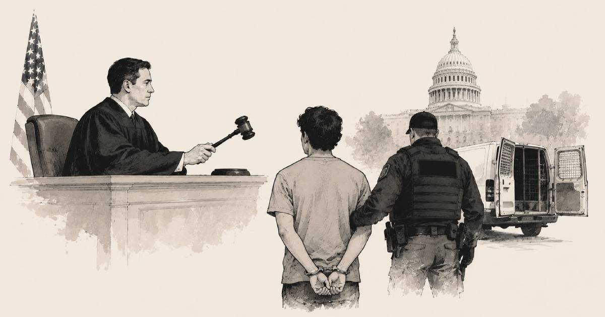 Ilustración generada con IA de una escena judicial en EE.UU. © ChatGPT