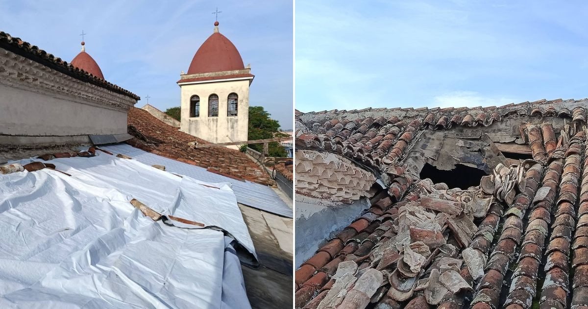 Lluvias provocan afectaciones en la histórica Catedral de San Isidoro © Collage Facebook/Comunicaciones Obispado Holguín, Cuba