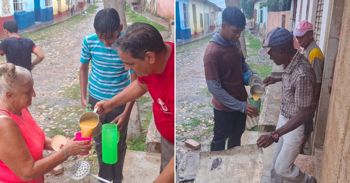Iglesia sale bajo la lluvia a las calles de Trinidad para repartir alimentos a personas vulnerables © Collage Facebook/Iglesia Metodista de Trinidad