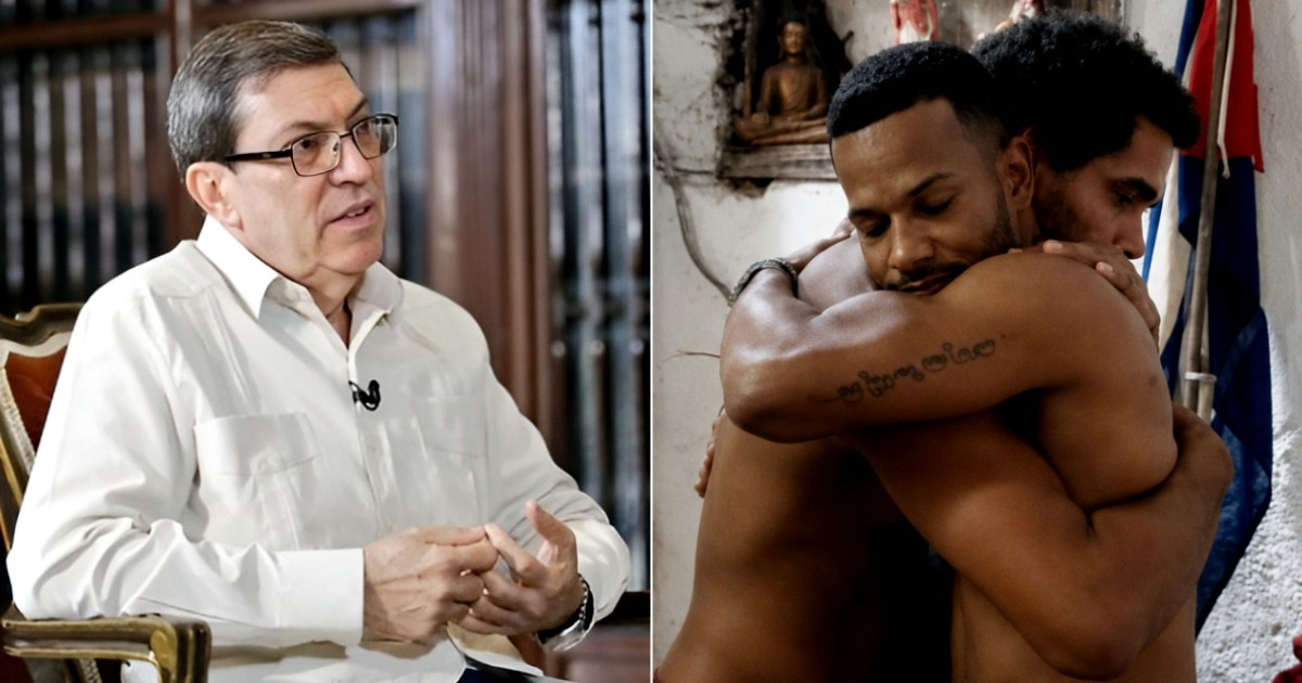 Bruno Rodríguez Parrilla y los presos políticos Maykel Osorbo y Luis Manuel Otero Alcántara © Cubaminrex - Facebook / Anamely Ramos