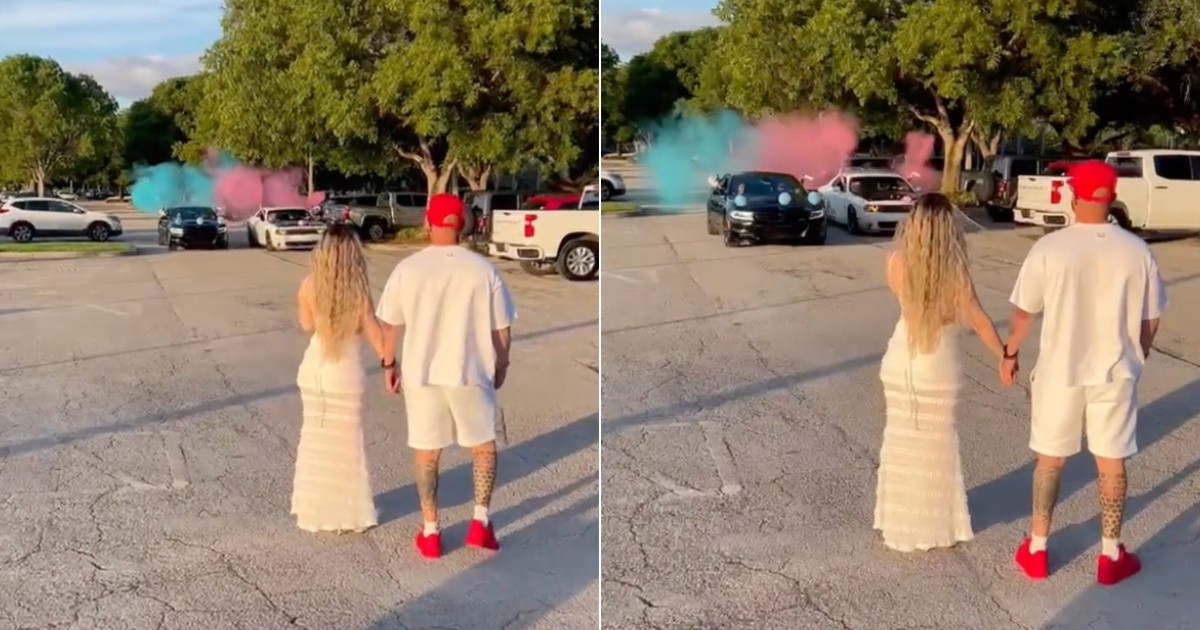 Two cars and an unexpected ending: this was the gender reveal of this Cuban couple in the U.S.