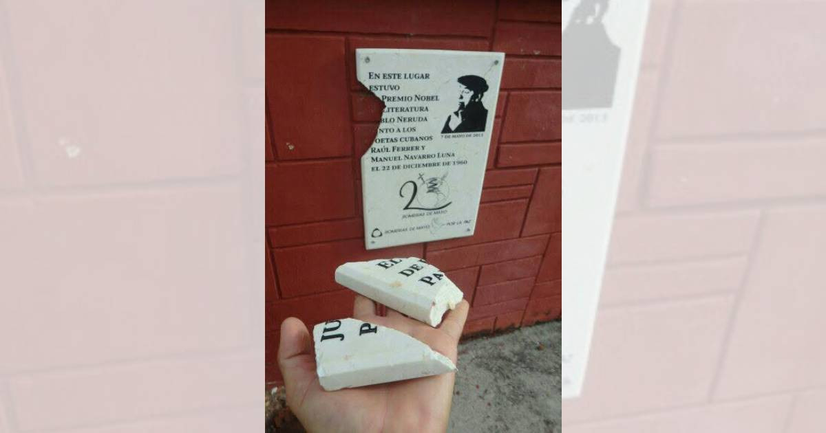 Pablo Neruda Memorial Plaque Vandalized at Holguín's Loma de la Cruz