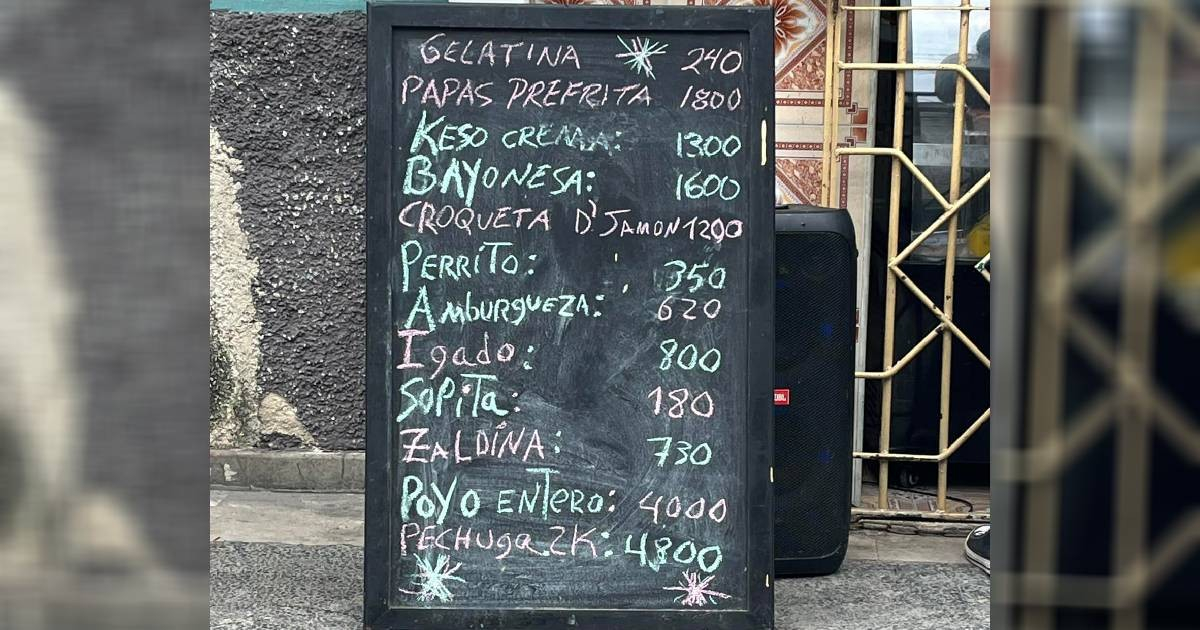 Pizarra de precios en Cuba © Facebook