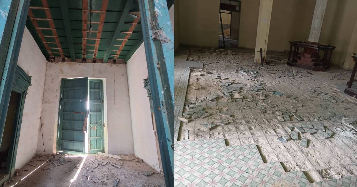 Interiores en ruinas del histórico claustro de Guanabacoa. © Facebook/Escolapios Cuba.