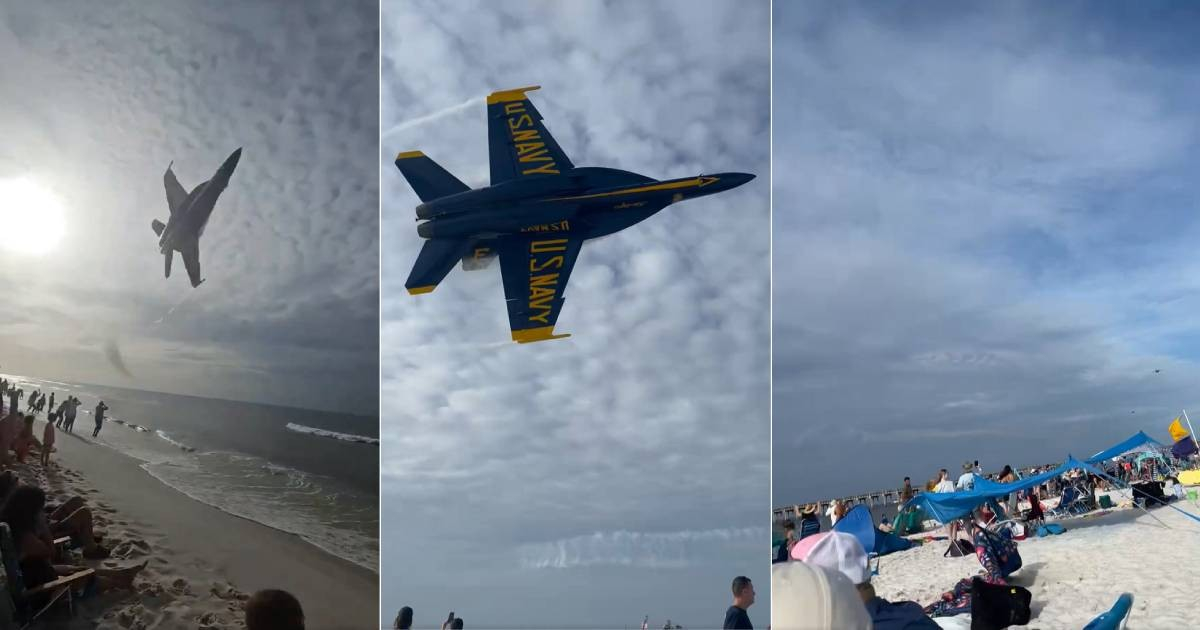 U.S. Navy Fighter Jet Causes Chaos on Florida Beach with Low-Altitude Flyover