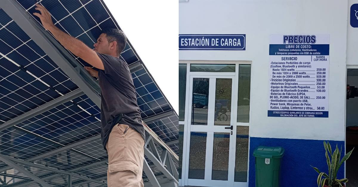 La necesidad de cargar equipos convierte las tarifas de la estación de carga solar en motivo de controversia © Facebook/Juan López