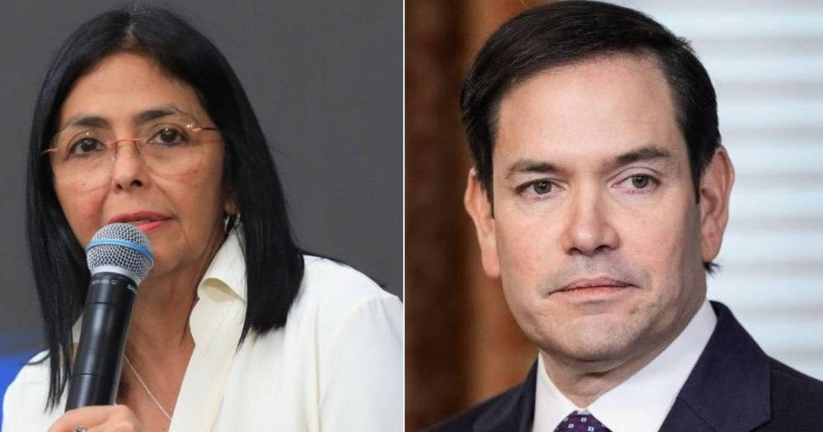 Delcy Rodríguez, presidenta encargada de Venezuela, y Marco Rubio, secretario de Estado. © Collage/Redes Sociales.