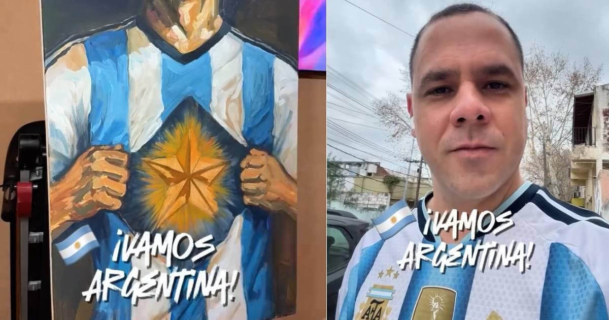 Cuban Artist in Argentina Paints Tribute to Messi and the National Team: "This Country is My Home"