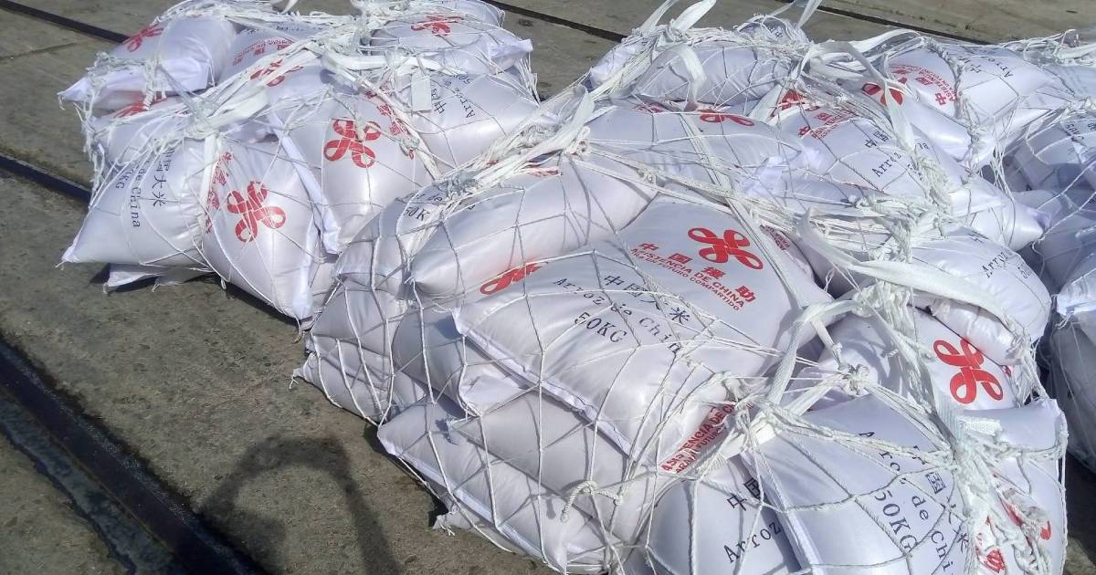 Arroz donado por China. © Facebook/Ministerio del Comercio Interior de Cuba