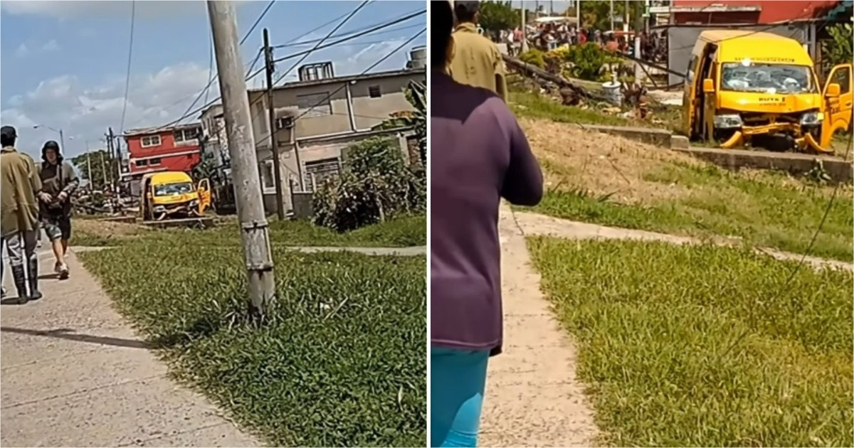 Taxi Gazelle Crashes into Utility Pole in Camagüey, Causing Power Outage