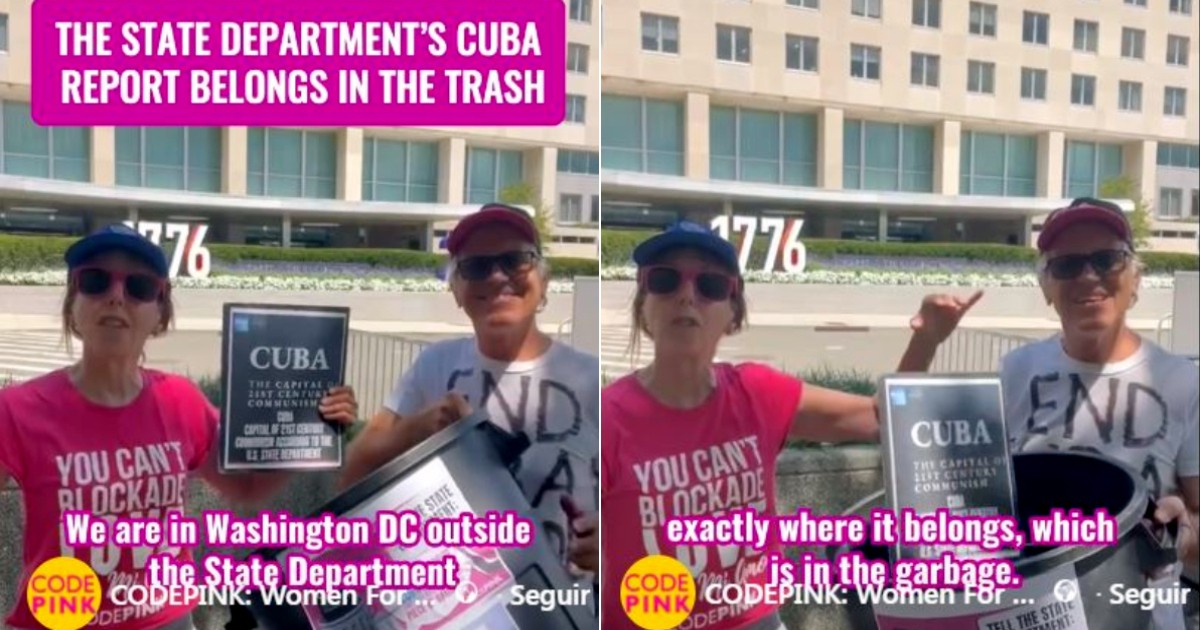CODEPINK Stages Protest at State Department, Discards Marco Rubio's Cuba Report