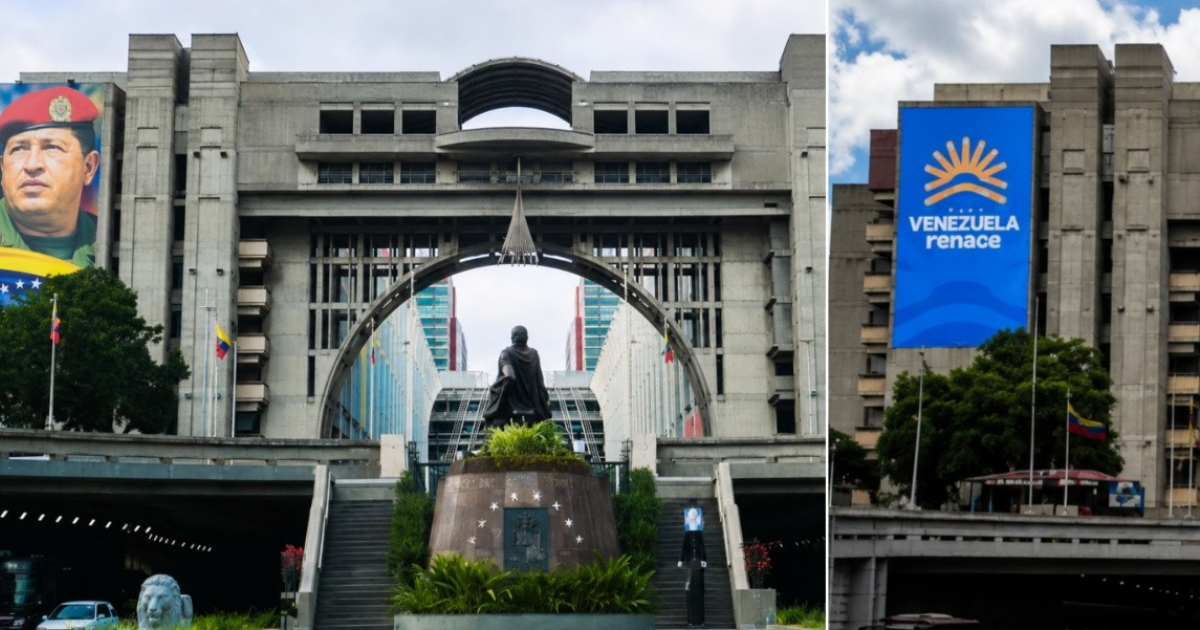 Chávez and Bolívar Portraits Removed from Caracas Justice Palace Facade