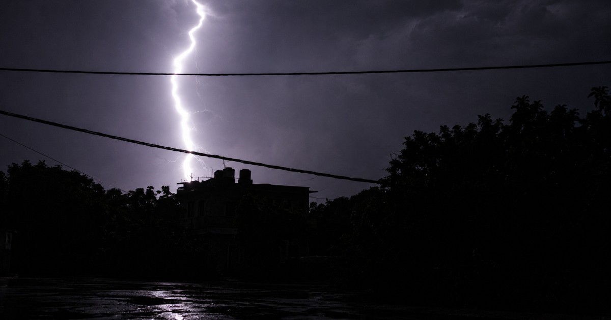 Dazzling Display: Intense Lightning Storm Lights Up Cienfuegos Sky