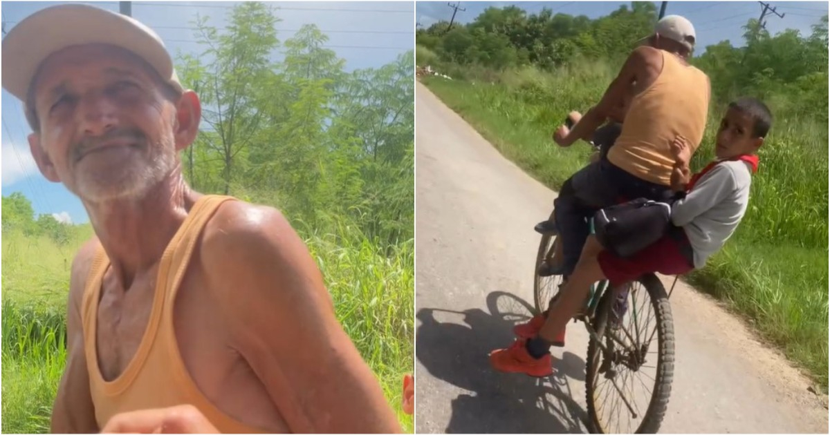 Grandfather in Cuba Receives 1,000 Pesos for Taking Grandchildren to School on Bicycle