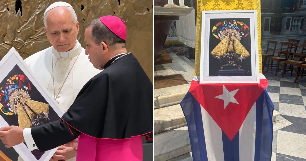 Photograph of Our Lady of Charity of El Cobre Presented to Pope Leo XIV