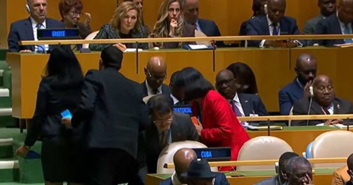 Delegación del régimen cubano abandona la sala en la ONU © Prensa Latina