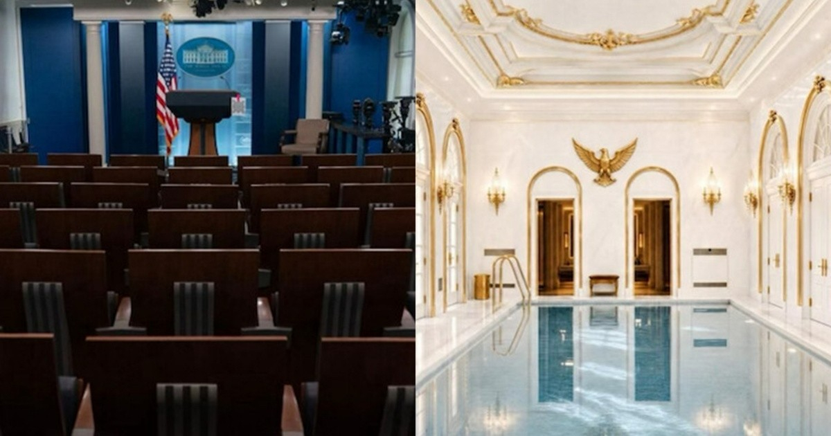 Textos Con R Trump amenaza con construir una piscina en la sala de prensa de la Casa ...