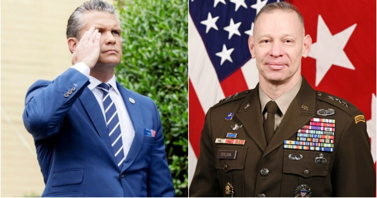 Pete Hegseth, secretario de Guerra de EE.UU. (i) y Teniente general Brett Sylvia, el militar destituido (d) © Collage X/ Pete Hegseth - Wikipedia
