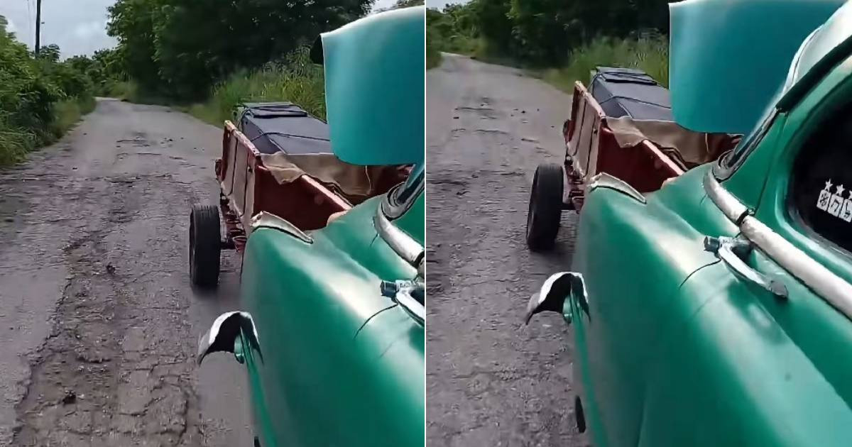 Family in Mayabeque Transports Grandfather's Coffin on Cart Pulled by Classic Car After Long Funeral Car Wait