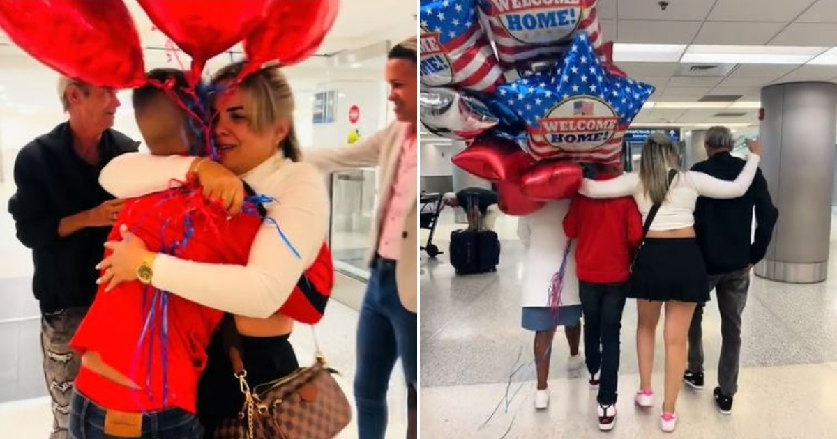 Reencuentro familiar en EE. UU.: Cubana abraza a su hijo y padres tras años de separación