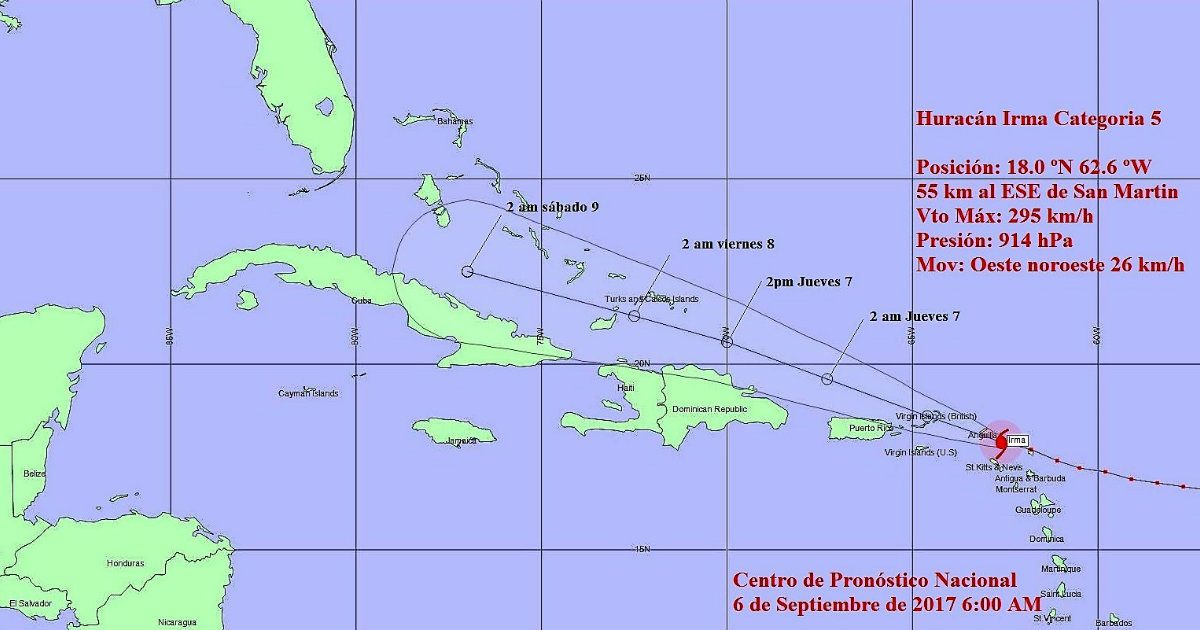 Aviso 11 del INSMET sobre el huracán Irma © INSMET