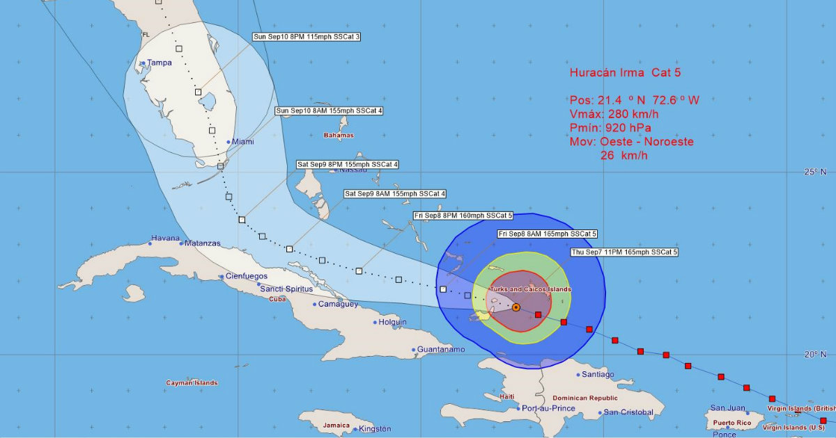 Aviso 18 INSMET huracán Irma © INSMET