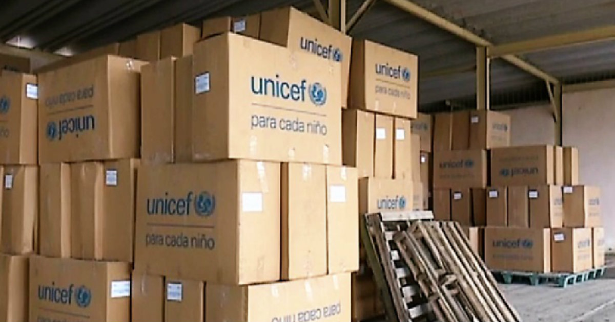 Cajas con donativos de la Unicef en espera de ser repartidas © CiberCuba