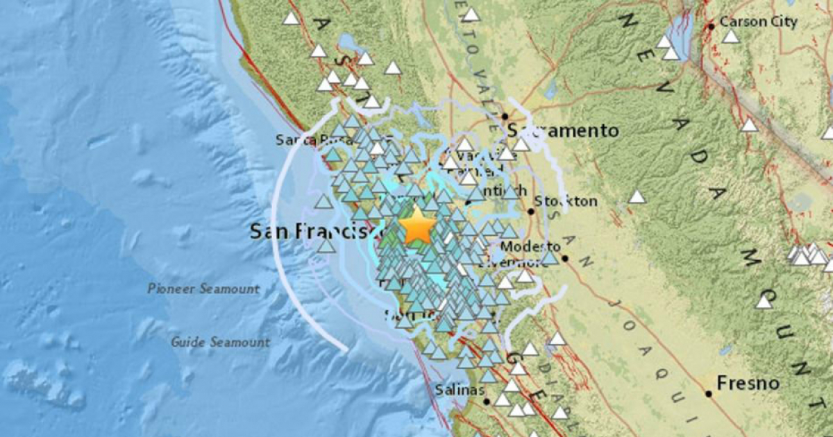 Mapa donde está el epicentro del sismo en San Francisco © USGS