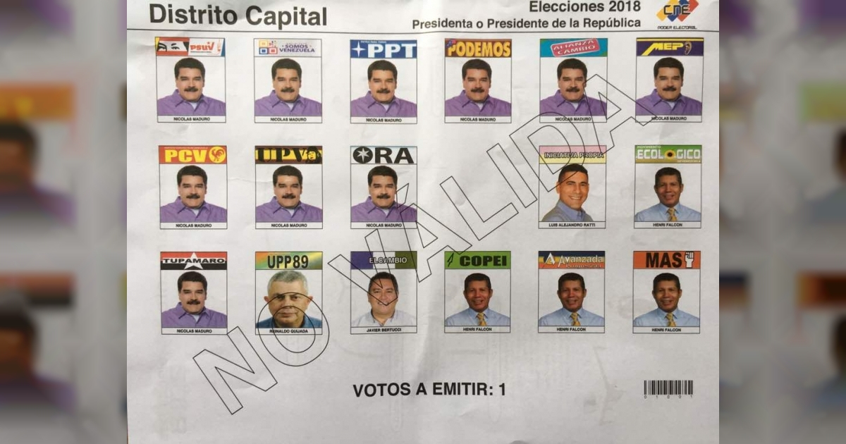 Tarjeta de las elecciones venezolanas. © 