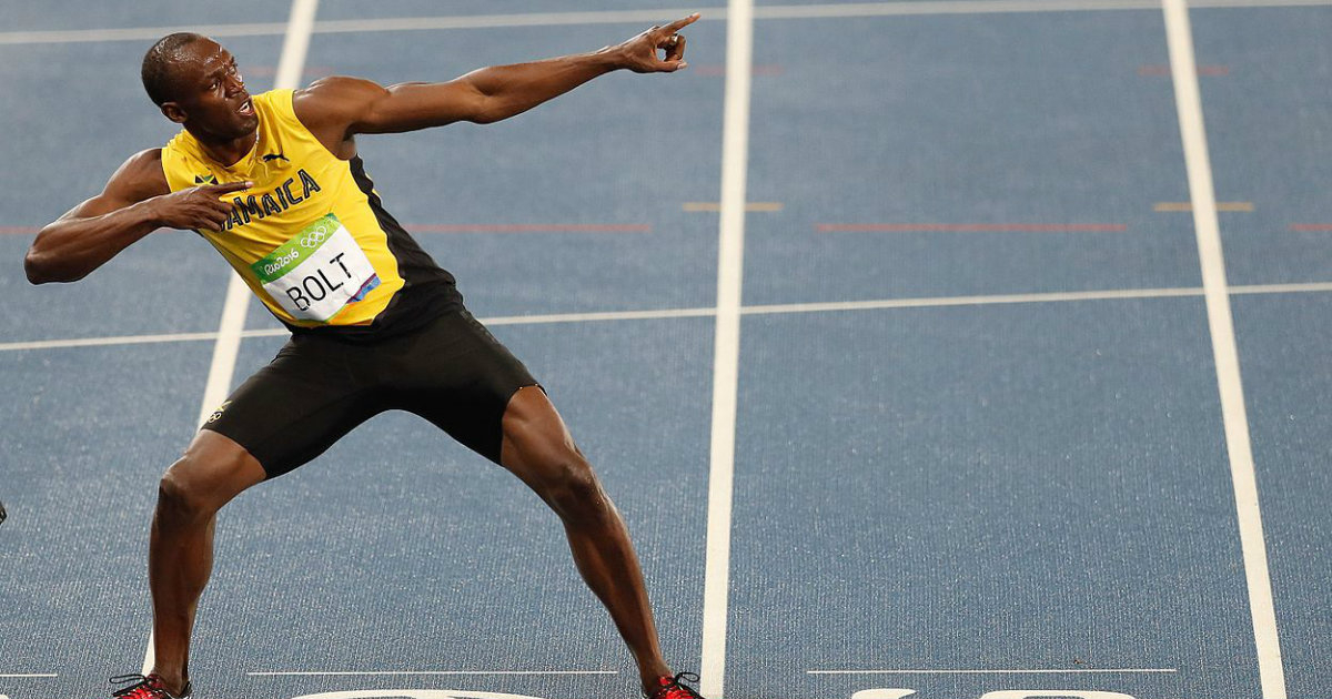 Usain Bolt celebrando una victoria © Wikimedia Commons