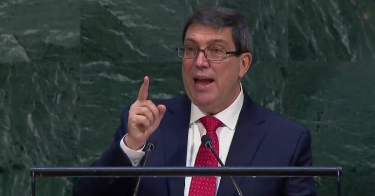 El canciller cubano Bruno Rodríguez en su discurso ante la ONU © Twitter / @CubaMINREX