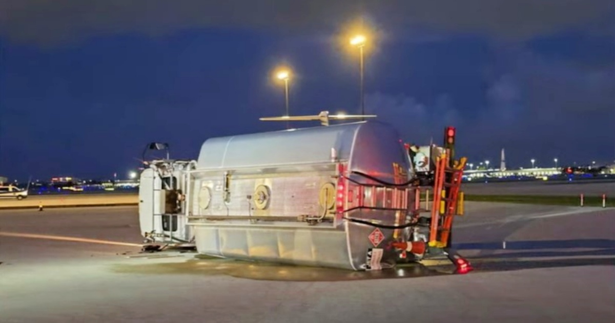 Camión cisterna se vuelca en aeropuerto de Miami y provoca emergencia