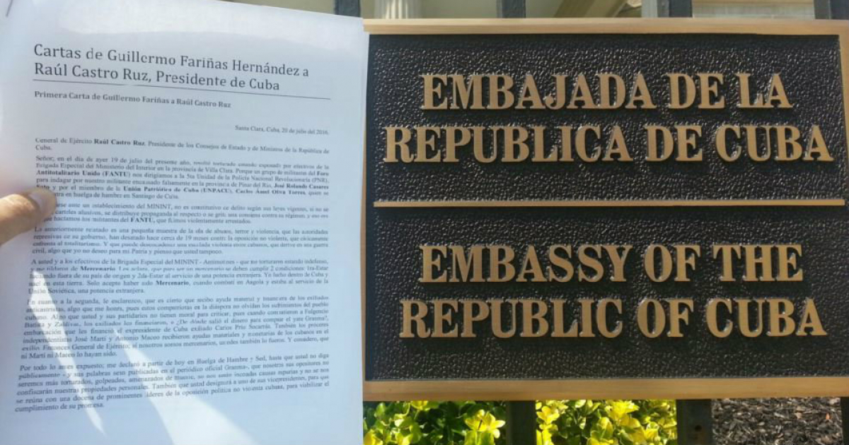 FANTU entregó la carta de Fariñas a la diplomacia cubana © Martí Noticias