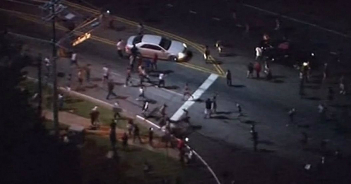 Vista aérea de los disturbios en las calles de Charlotte © Telesur