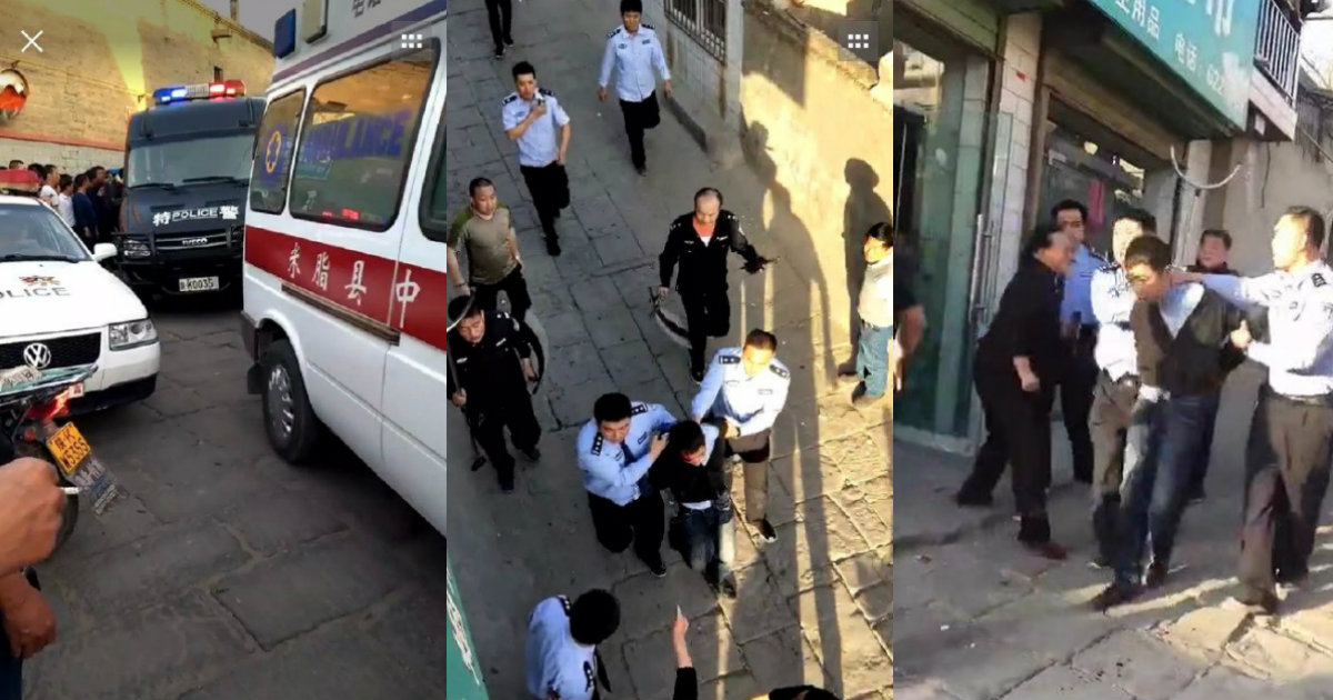 Momento de la detención del atacante en China. © Laila-Noticiero Animal / Twitter