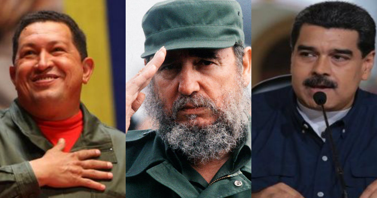 Chavez, Fidel y Maduro. © Telesur y Cadena Agramonte